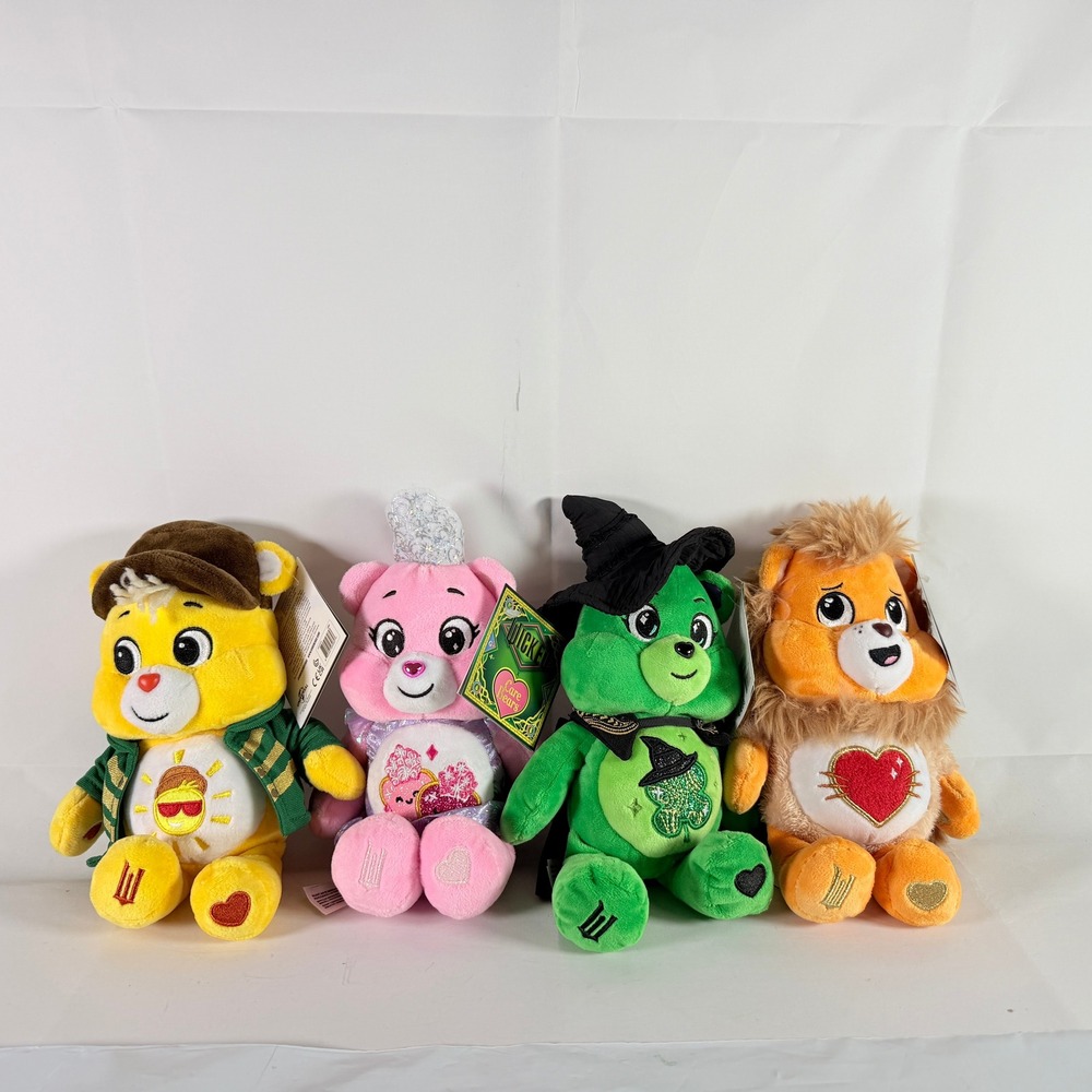 Care Bears Wicked Plush Set NEW 4-Pack Elphaba Glinda Lion Scarecrow 8  Inch